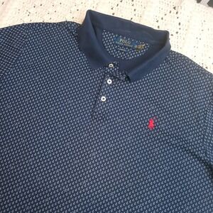 Polo Ralph Lauren Blue Anchor AOP Polo Shirt Mens XXL‎ Golf Preppy Red Pony Plus